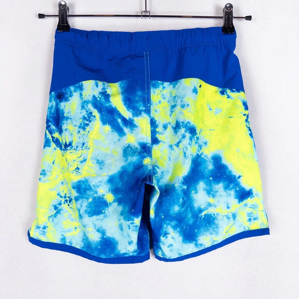Lands' End Boys Swim Trunks Size L 10-12 Blue Galaxy Cosmic Board Shorts Beach